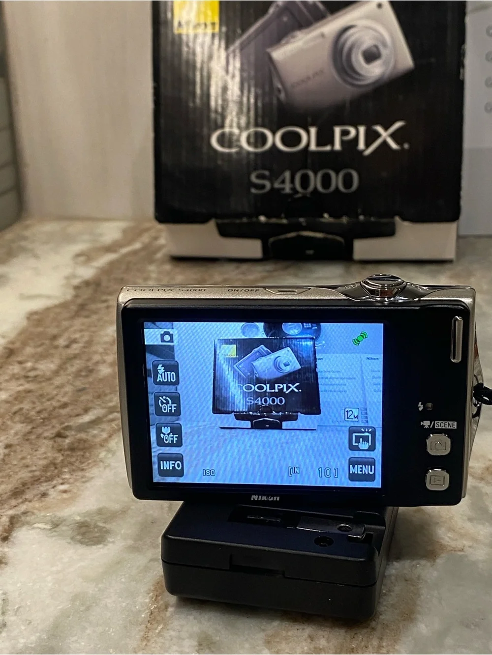 Nikon Coolpix S4000 12MP Silver VTG CCD Touch Screen Camera Box Bundle Tested